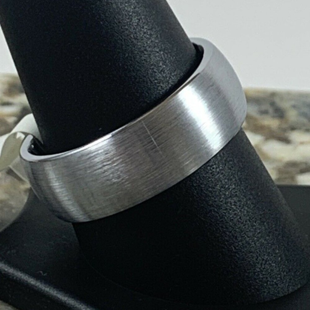 8mm Brushed/polished Silver Tungsten Band Sz 10